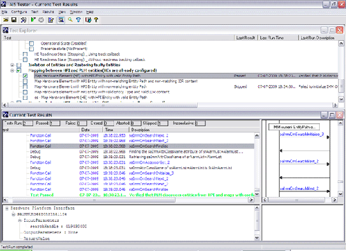 AIS Tester Test Results Window